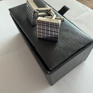 Link Silver and Black Cuff Links